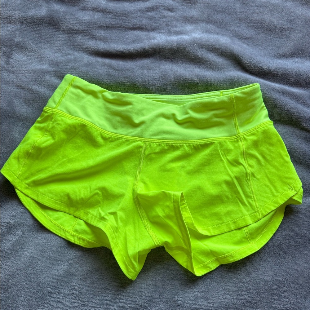 Lululemon highlighter yellow speed ups low rise 2.5 
worn a few times